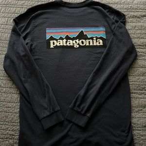 mens Patagonia navy long sleeve shirt